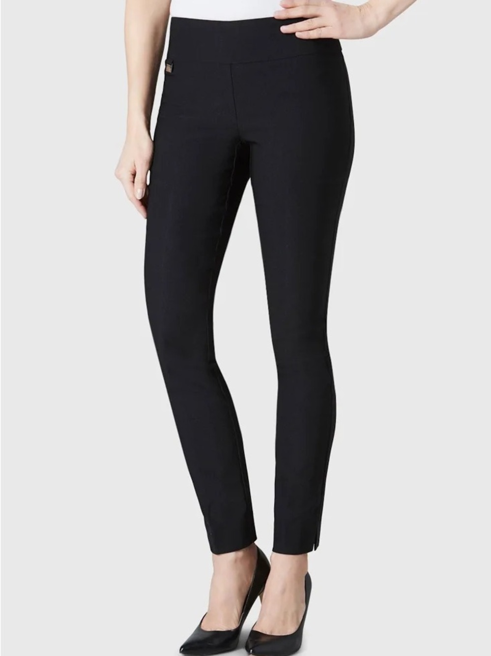 LISETTE Straight-Leg Pull-On Pants- Black